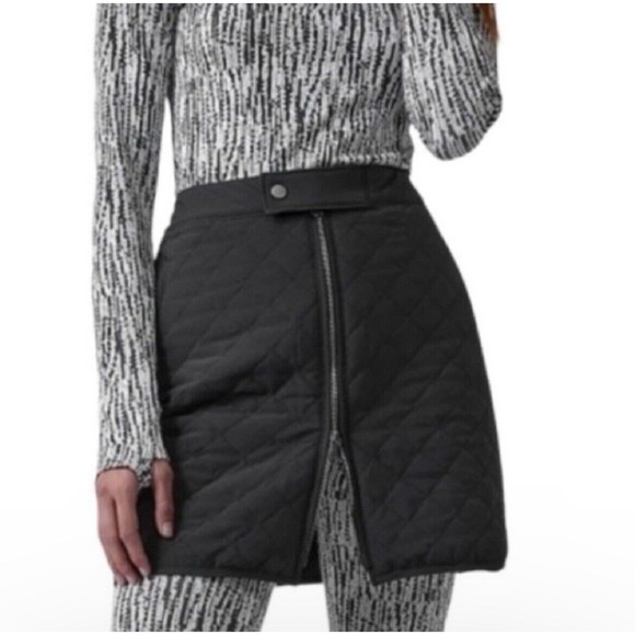Athleta Dresses & Skirts - Athleta Apres Ski Skirt Black Quilted Water Resistant Size 14 Gym Pickleball NWT